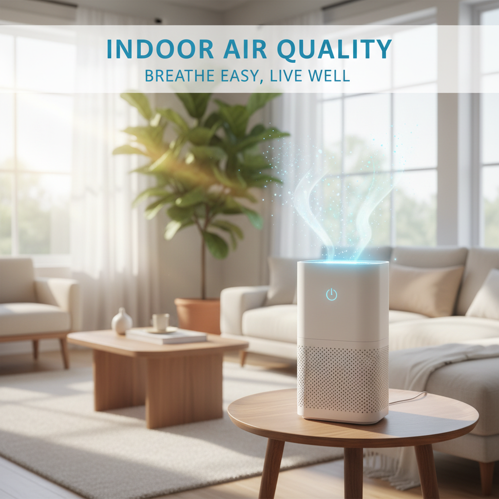 Clean living room with air purifier for improved indoor air quality