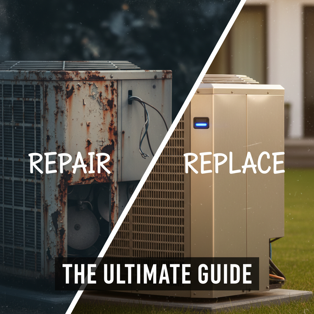 Comparison of old and new AC units for repair versus replace decision